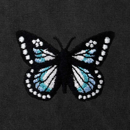 Dalix Butterfly Embroidered Washed Jogger Pant Soft Fleece Relaxed Fit Lounge Womens in Black 2XL XX-Large