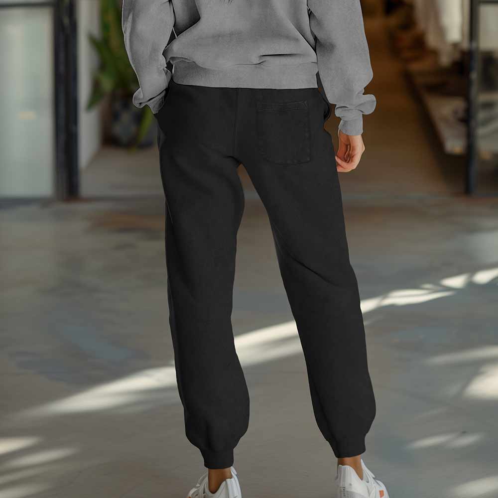Dalix Butterfly Embroidered Washed Jogger Pant Soft Fleece Relaxed Fit Lounge Womens in Black 2XL XX-Large