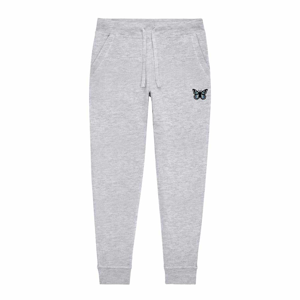 Dalix Butterfly Embroidered Jogger Pant Soft Fleece Relaxed Fit Lounge Womens in Heather Gray 2XL XX-Large