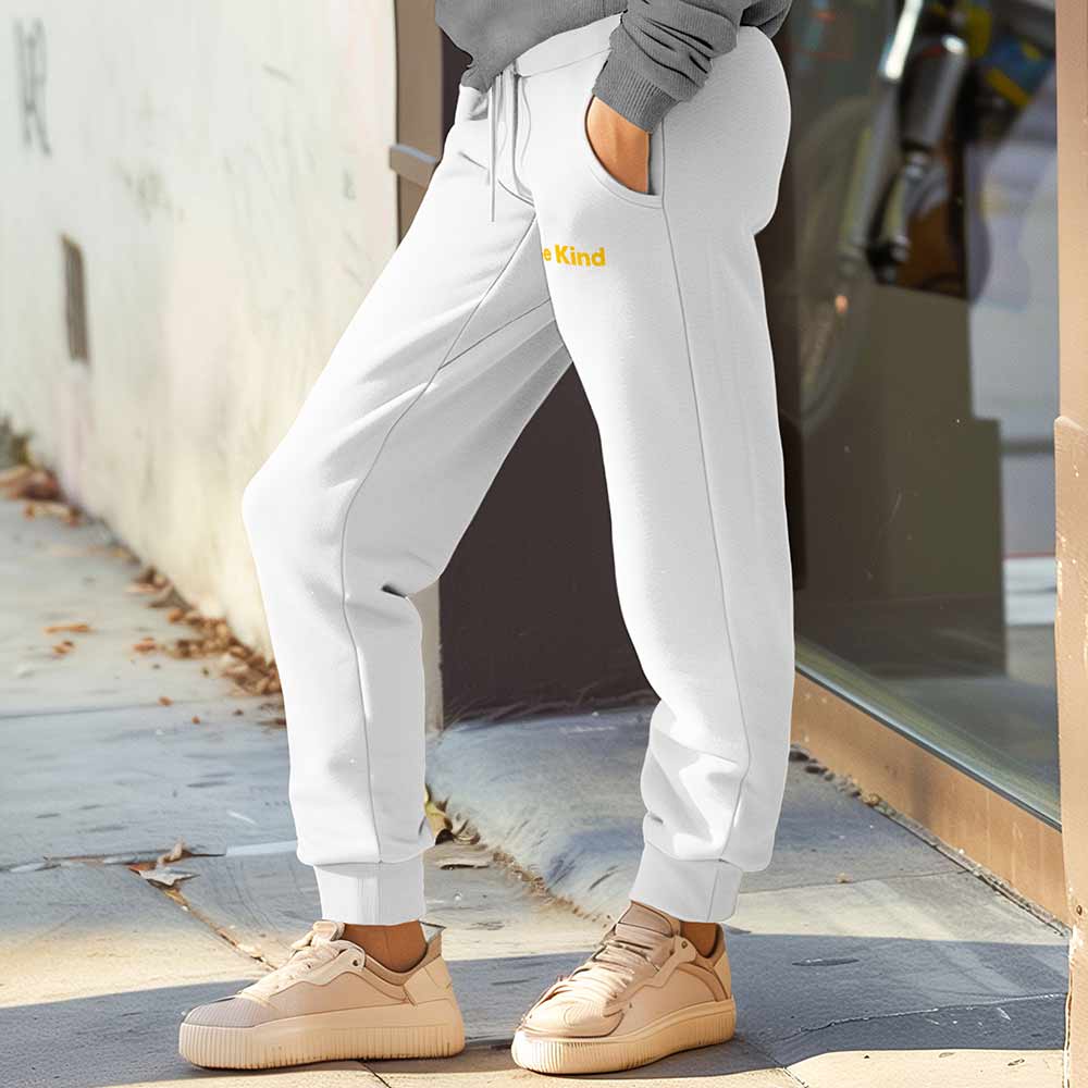 Dalix Be Kind Embroidered Jogger Pant Soft Fleece Relaxed Fit Lounge Womens