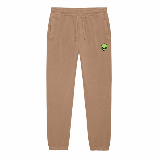 Dalix Alien Embroidered Sweat Pant Soft Heavy Weight Fleece Relaxed Fit Lounge Mens in Camel 2XL XX-Large