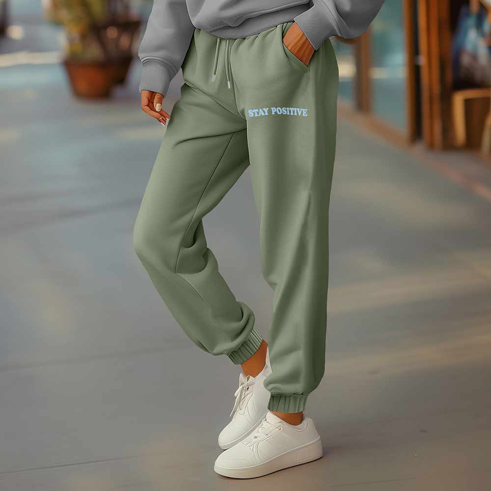 Dalix Stay Positive Ghost Sweatpant Soft Fleece Relaxed Fit Lounge Womens
