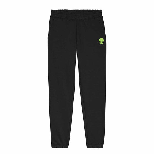 Dalix Alien Embroidered Sweatpant Heavy Weight Fleece Relaxed Fit Lounge Mens in Black S Small