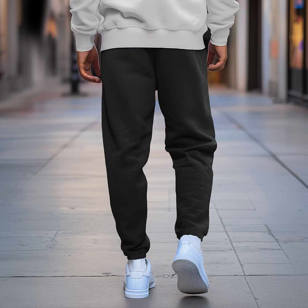 Dalix Ghost Embroidered Sweatpant Heavy Weight Fleece Relaxed Fit Lounge Mens in Black S Small