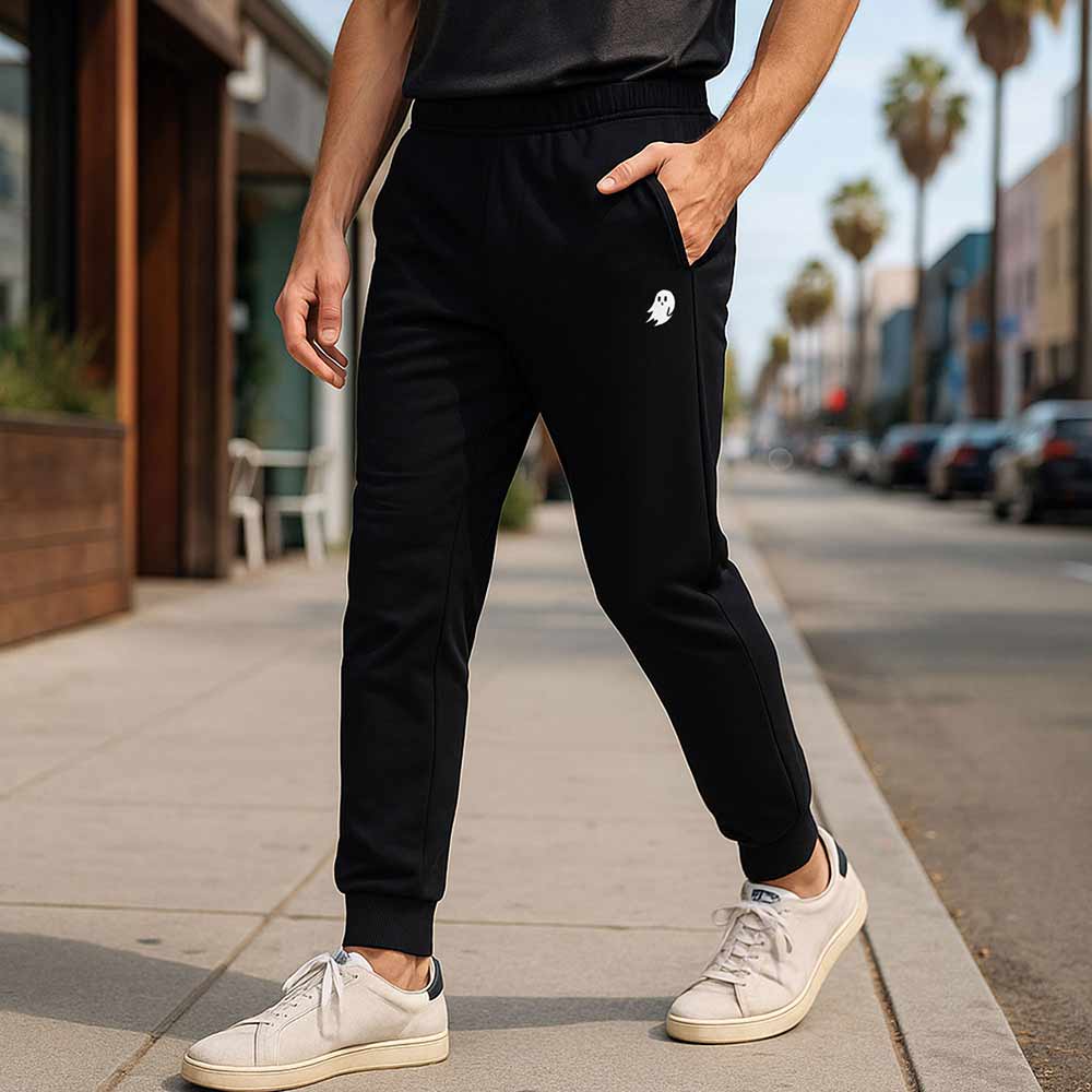 Dalix Mens Ghost Jogger Pants Mid Rise Hidden Drawcords Slant Pockets Casual Athletic Sweatpants in Black S Small