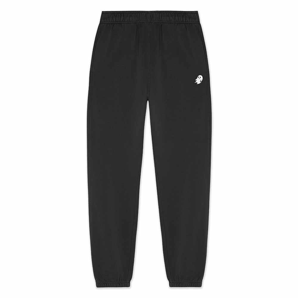Dalix Ghost Relaxed Midweight Faded Fleece Track Pants with Elastic Waist Mens in Faded Black L Large