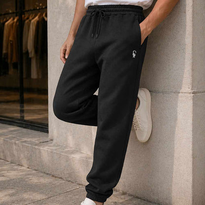 Dalix Astronaut Regular Midweight Fleece Track Pants with Elastic Waist and Cuffs Mens in Black S Small