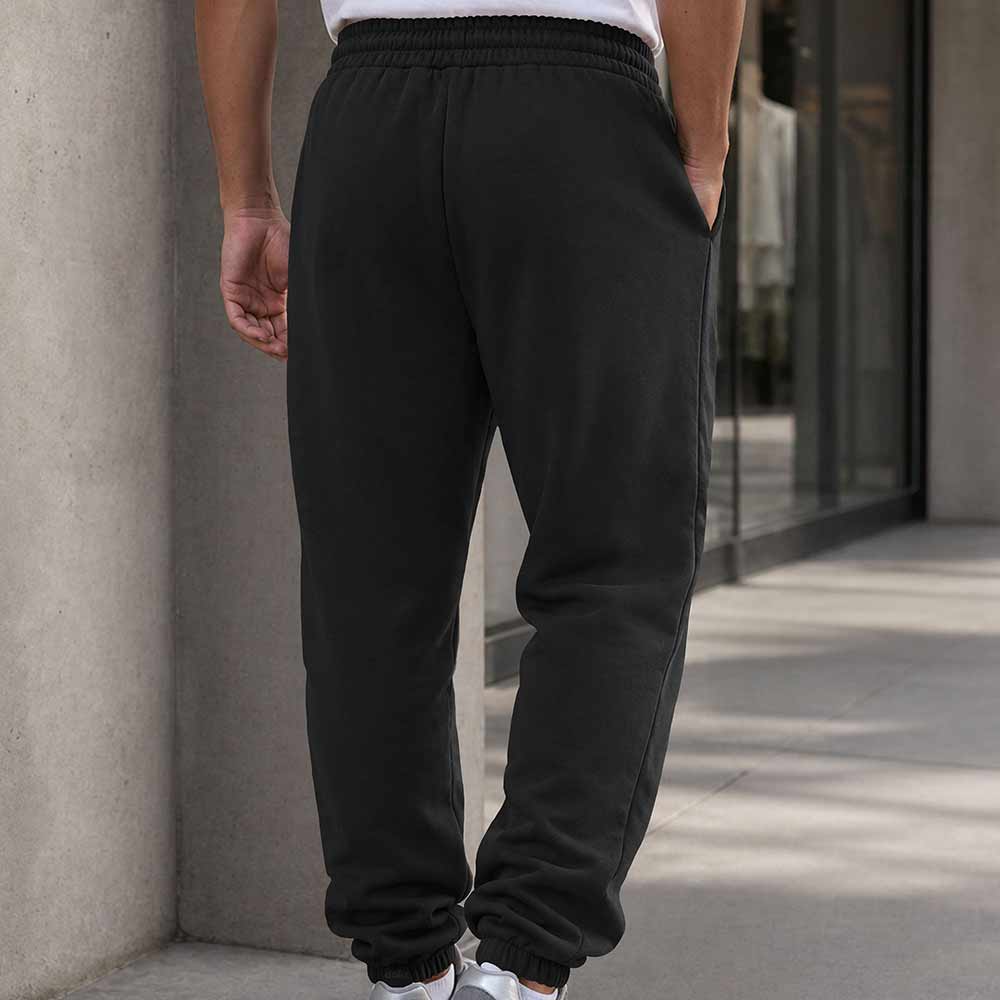 Dalix Astronaut Regular Midweight Fleece Track Pants with Elastic Waist and Cuffs Mens in Black S Small