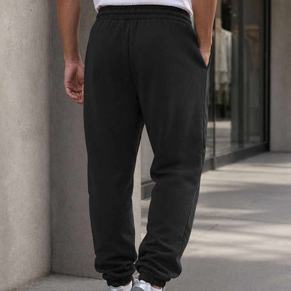 Dalix Astronaut Regular Midweight Fleece Track Pants with Elastic Waist and Cuffs Mens in Black S Small