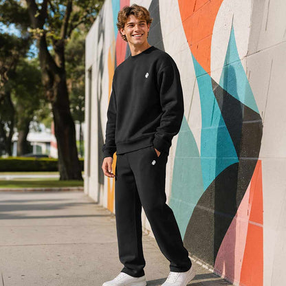 Dalix Ghost Relaxed Midweight Fleece Straight Leg Track Pants Mens in Black S Small