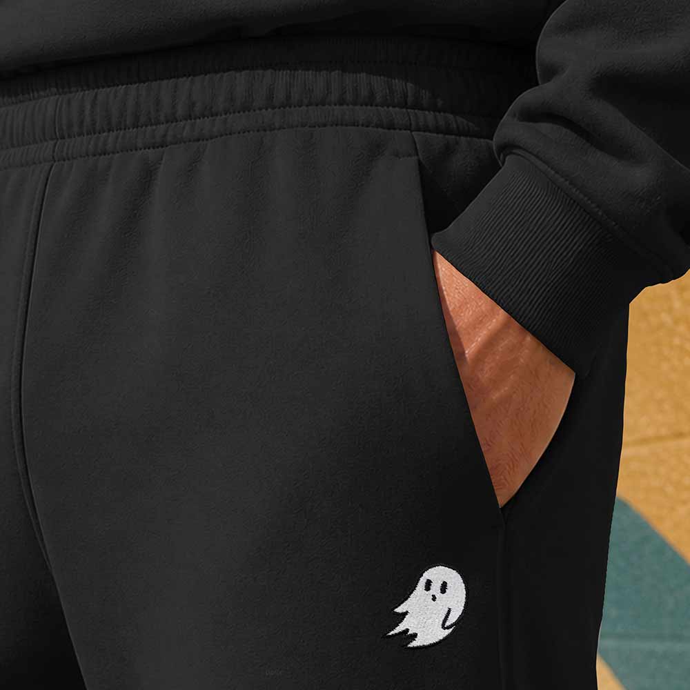 Dalix Ghost Relaxed Midweight Fleece Straight Leg Track Pants Mens in Black S Small