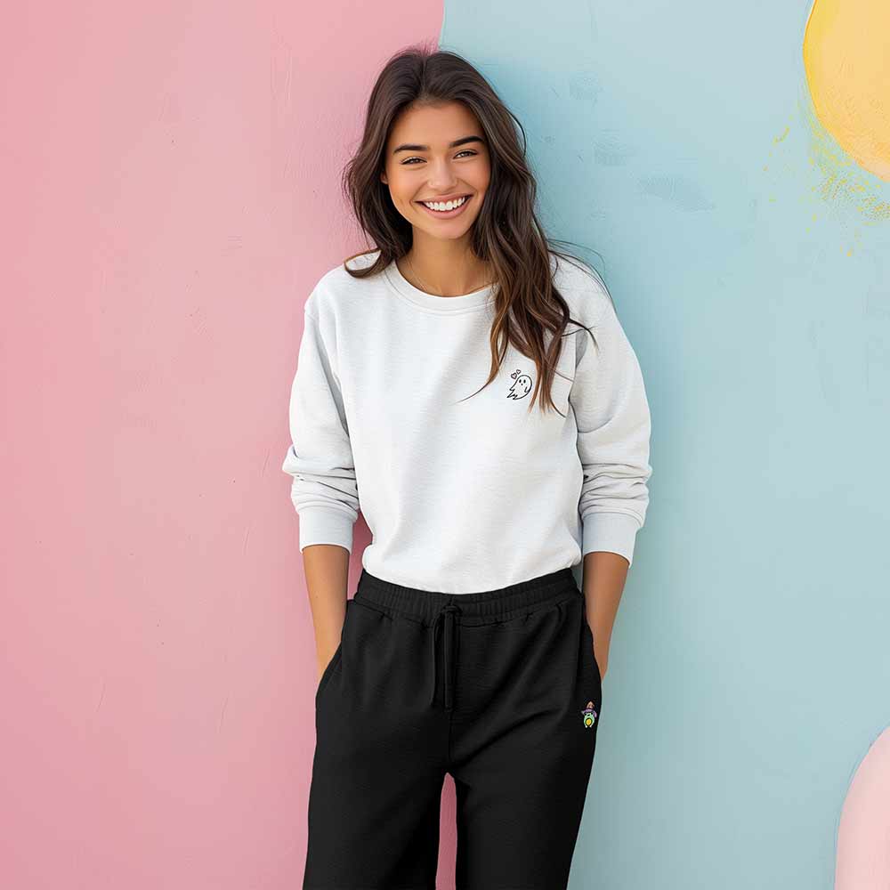 Dalix Sorcerer Frog Embroidered Jogger Pant Soft Fleece Relaxed Fit Lounge Womens in Black 2XL XX-Large