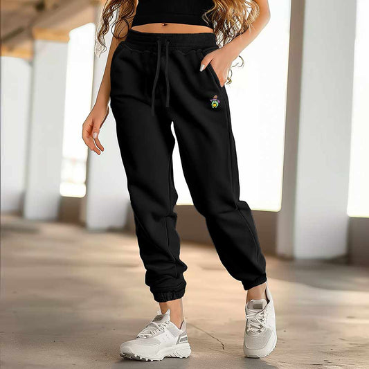 Dalix Sorcerer Frog Embroidered Jogger Pant Soft Fleece Relaxed Fit Lounge Womens in Black 2XL XX-Large