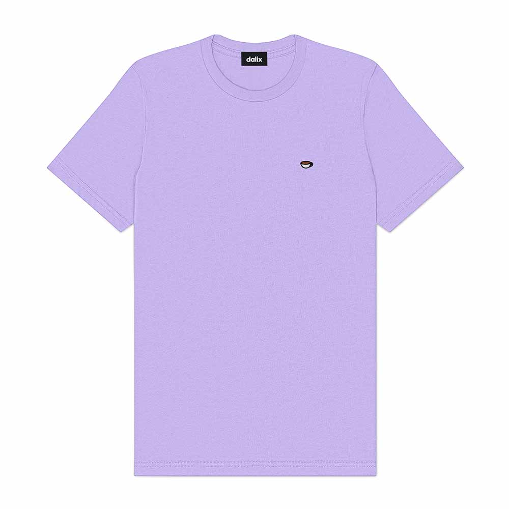 Dalix Lil Coffee Embroidered Cotton Tee Lightweight Jersey Mens in Lavender 2XL XX-Large