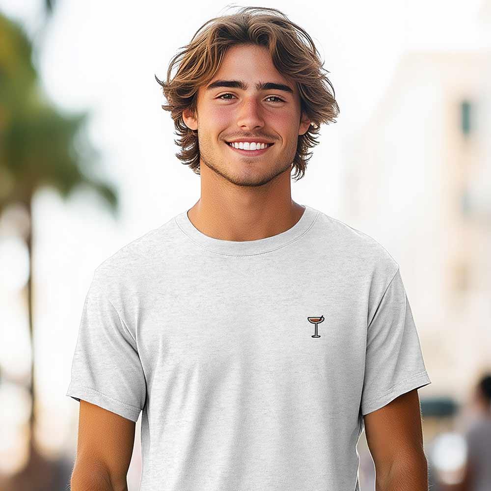 Dalix Coffee Martini Midweight Soft Tee Short Sleeve Cotton Shirt Summer Mens in Ash Gray 2XL XX-Large
