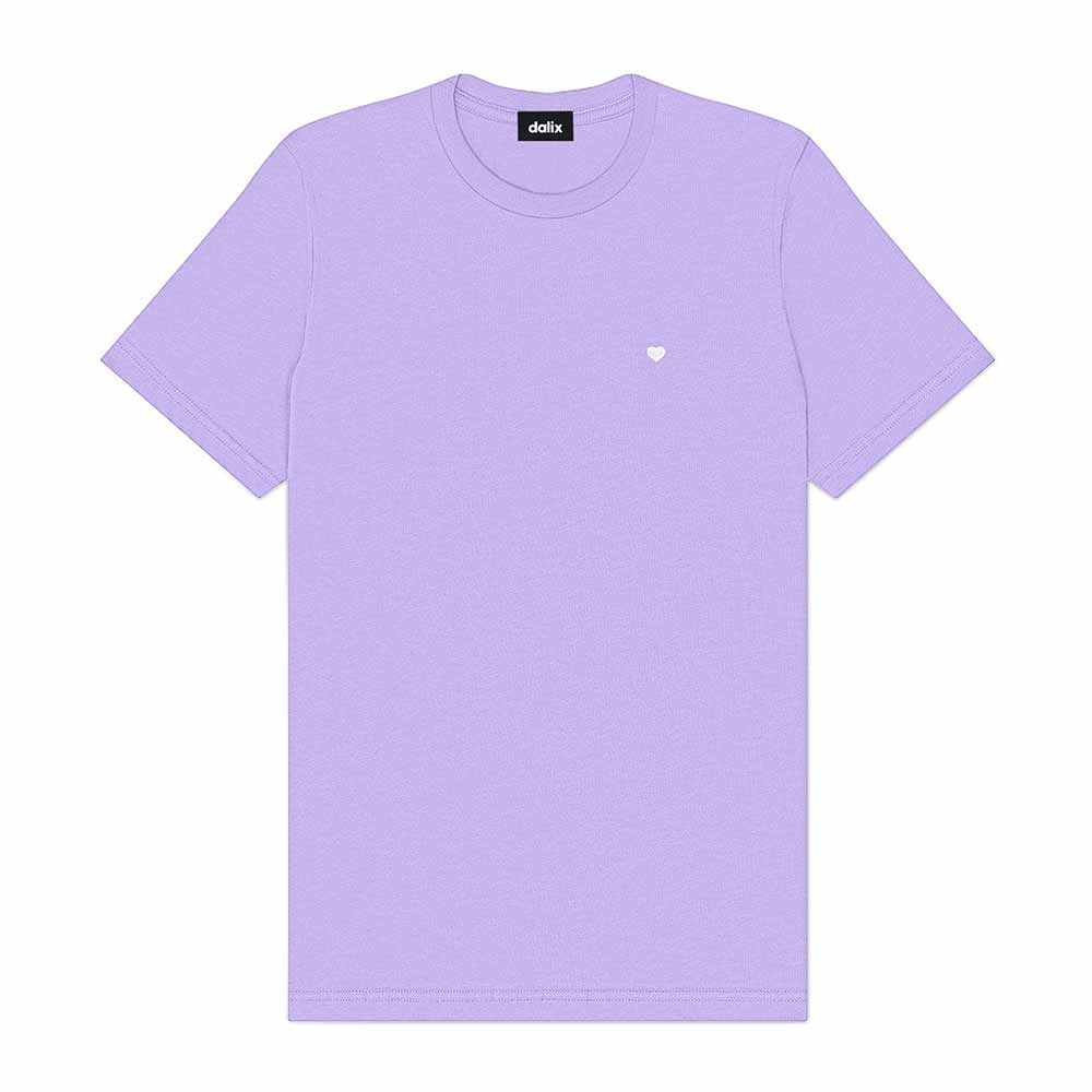 Dalix Lil Heart Midweight Cotton Short Sleeve Summer Tee Mens in Lavender 2XL XX-Large