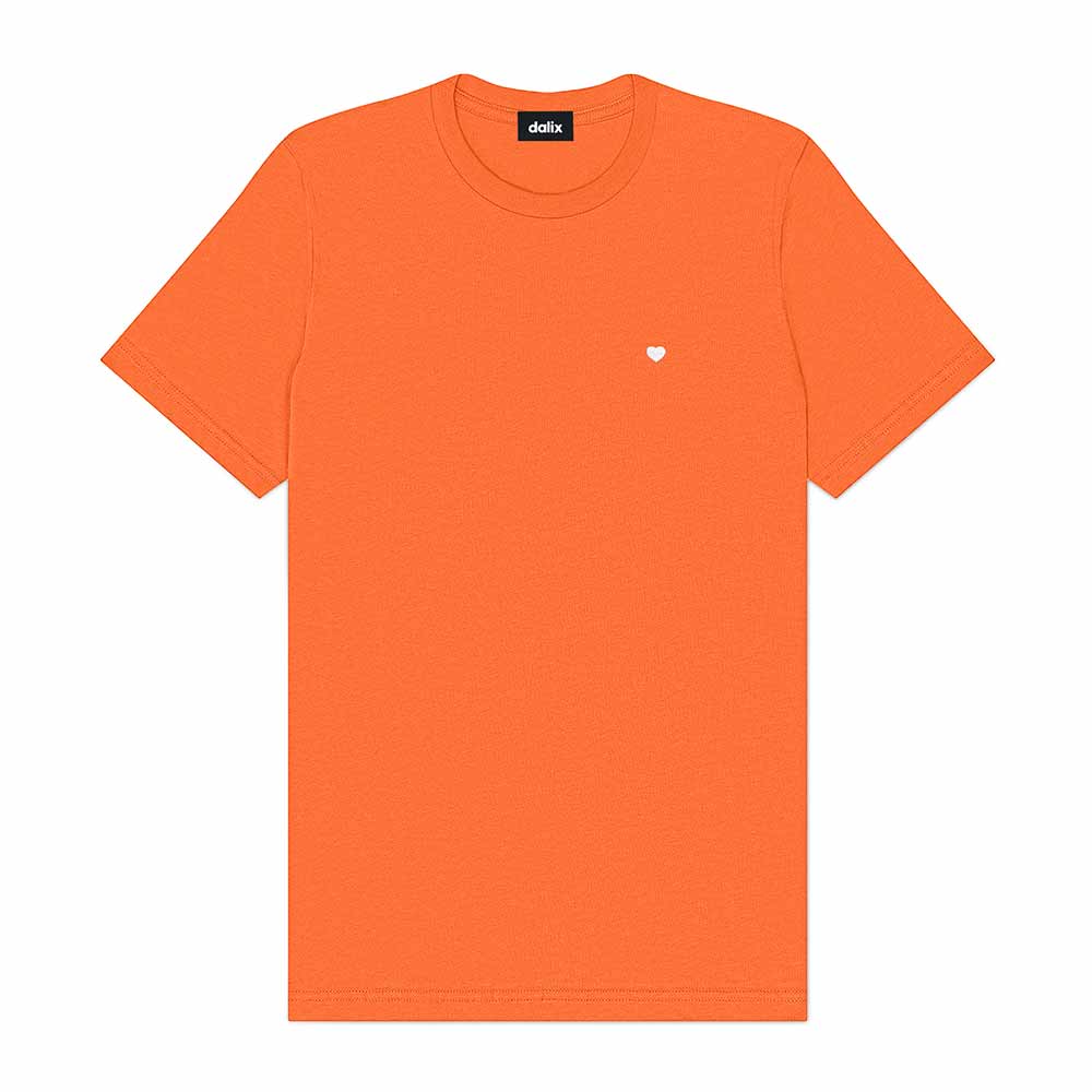 Dalix Lil Heart Midweight Cotton Short Sleeve Summer Tee Mens in Orange 2XL XX-Large