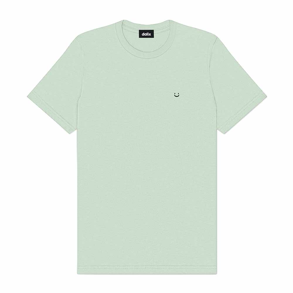Dalix Lil Smile Embroidered Cotton Tee Lightweight Jersey Mens in Sage 2XL XX-Large