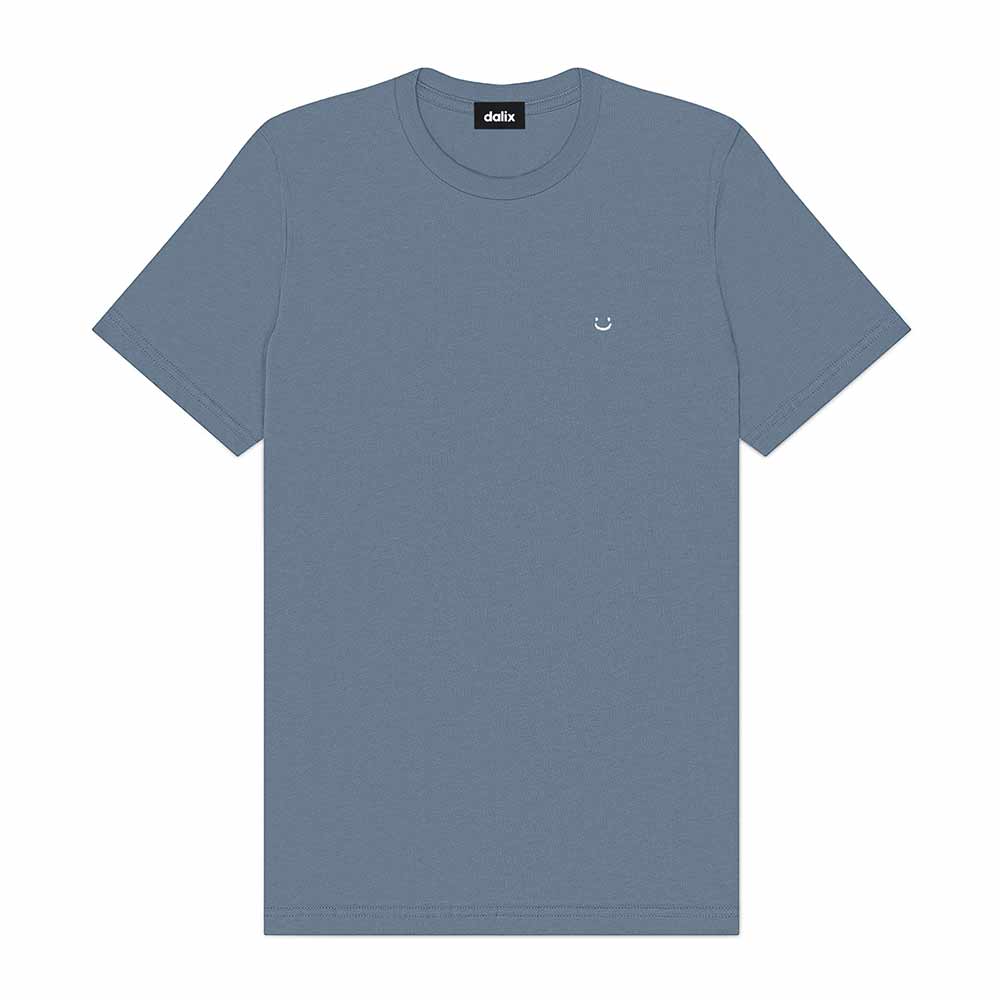 Dalix Lil Smile Embroidered Cotton Tee Lightweight Jersey Mens in Slate Gray 2XL XX-Large