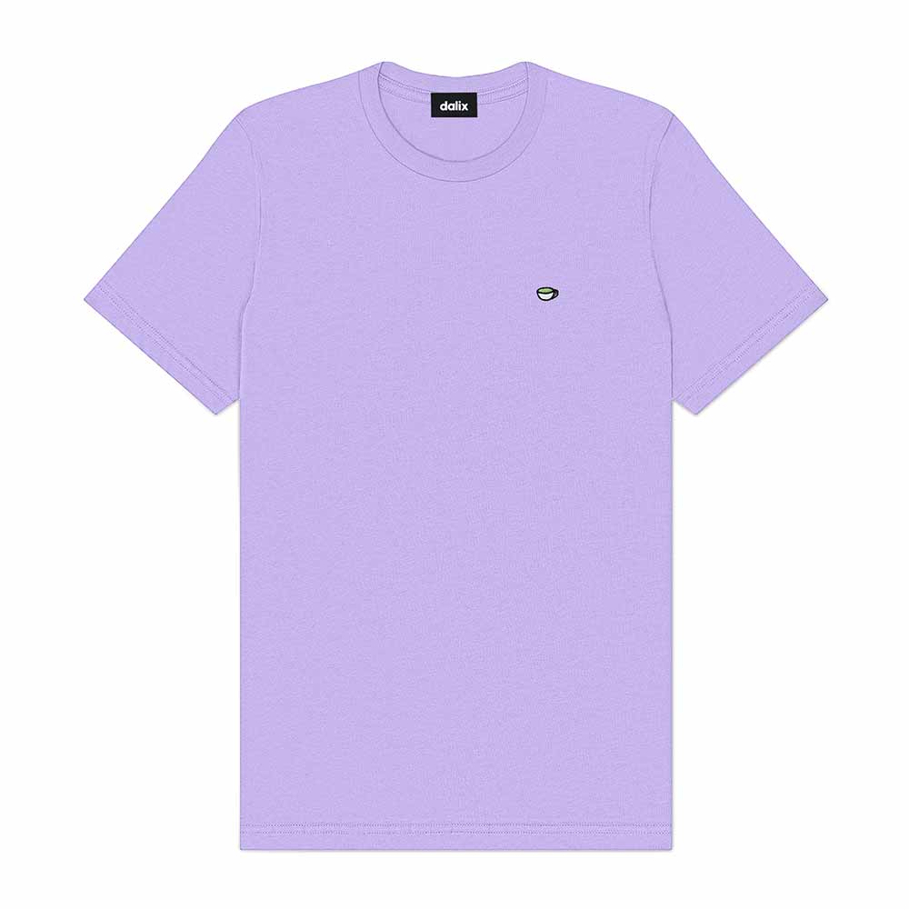 Dalix Lil Matcha Embroidered Cotton Tee Lightweight Jersey Mens in Lavender 2XL XX-Large
