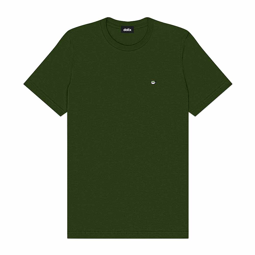 Dalix Lil Matcha Embroidered Cotton Tee Lightweight Jersey Mens in Olive 2XL XX-Large