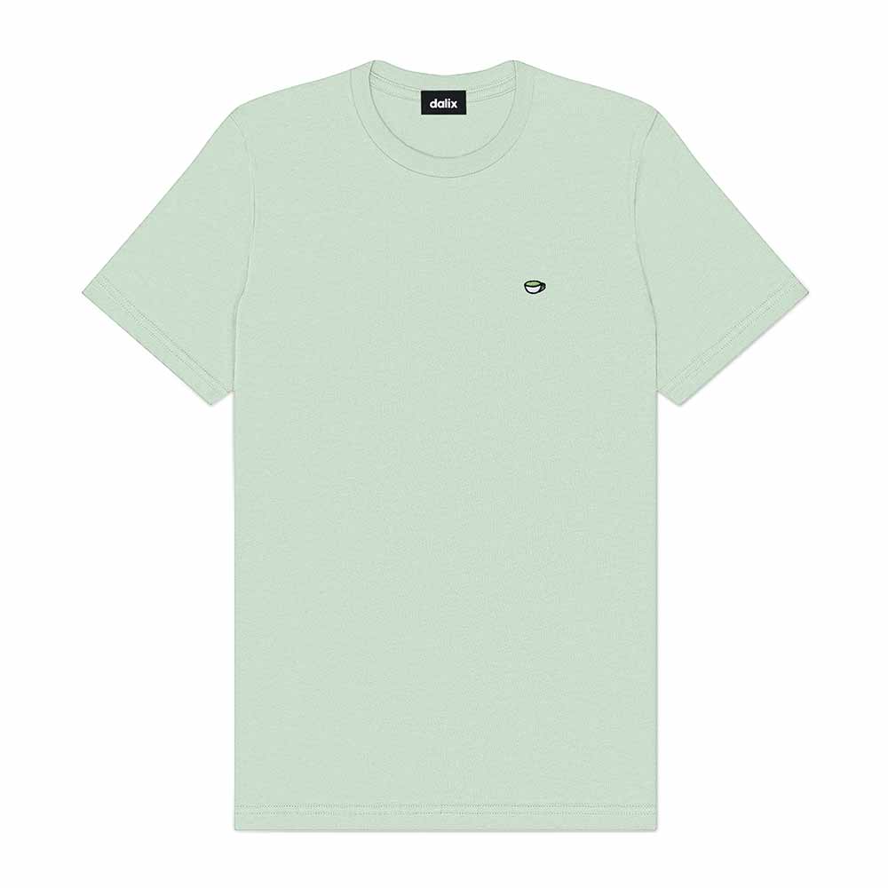Dalix Lil Matcha Embroidered Cotton Tee Lightweight Jersey Mens in Sage 2XL XX-Large