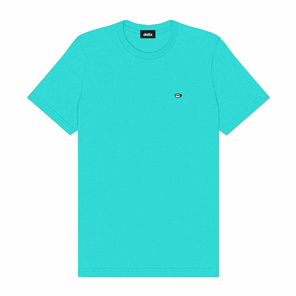 Dalix Lil Matcha Embroidered Cotton Tee Lightweight Jersey Mens in Teal 2XL XX-Large