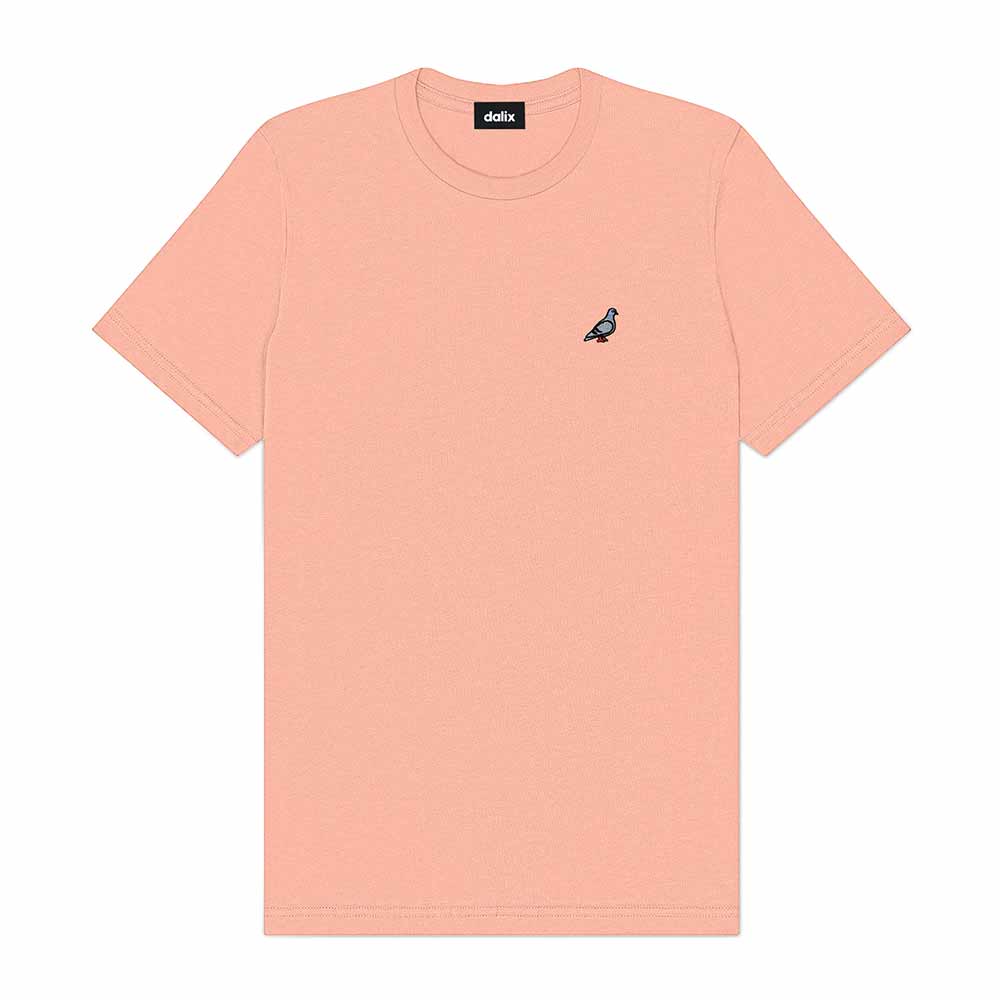 Dalix Pigeon Embroidered Cotton Tee Lightweight Jersey Mens in Sunset 2XL XX-Large