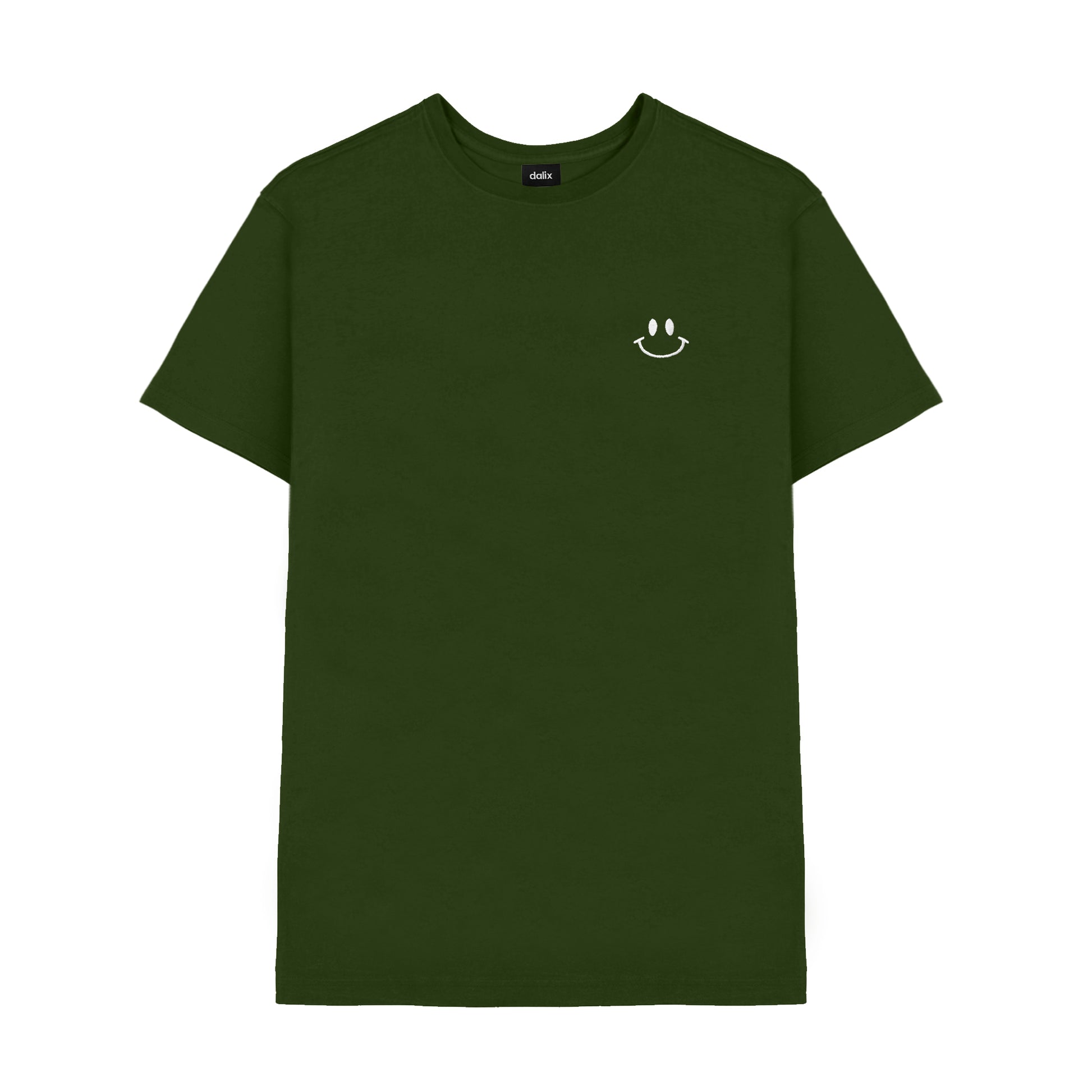 Dalix Smile Face Embroidered Soft Cotton Short Sleeve T Shirt Mens
