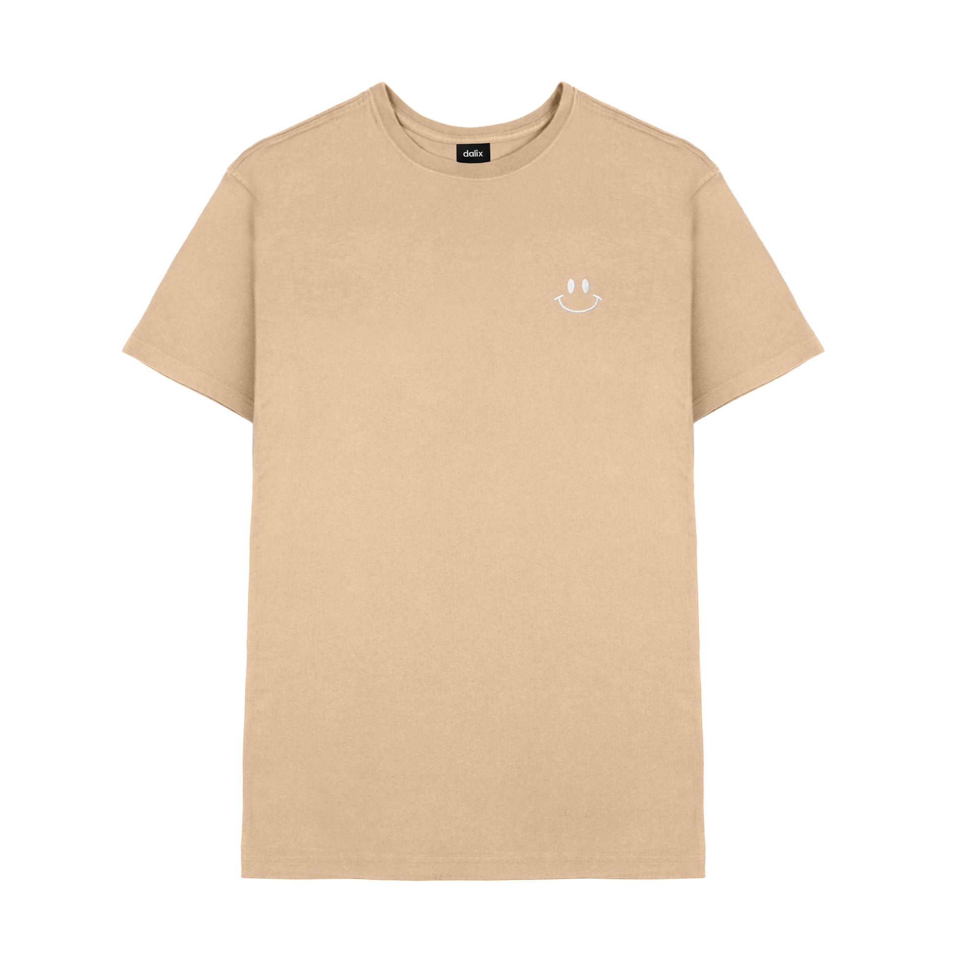 Dalix Smile Face Embroidered Soft Cotton Short Sleeve T Shirt Mens