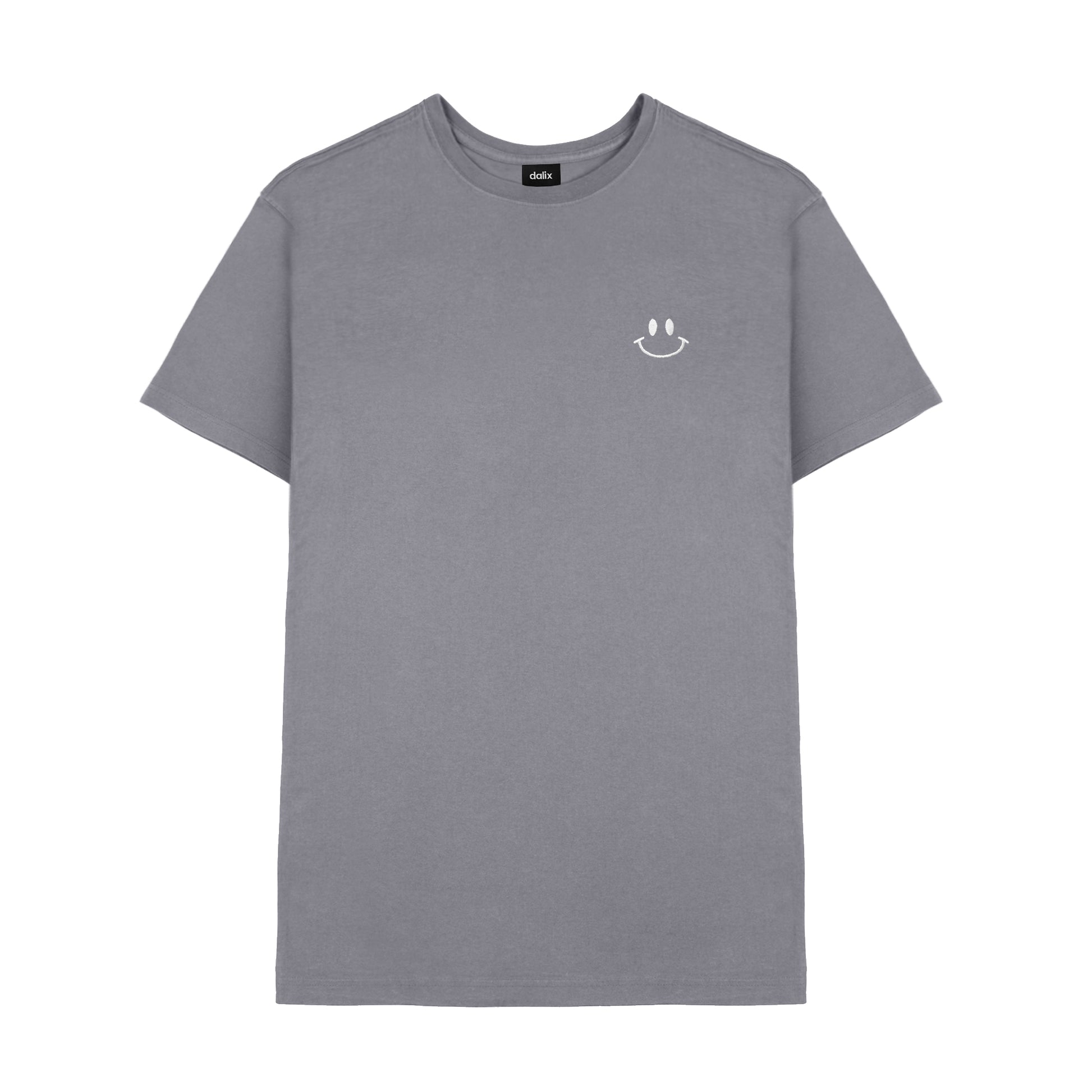 Dalix Smile Face Embroidered Soft Cotton Short Sleeve T Shirt Mens