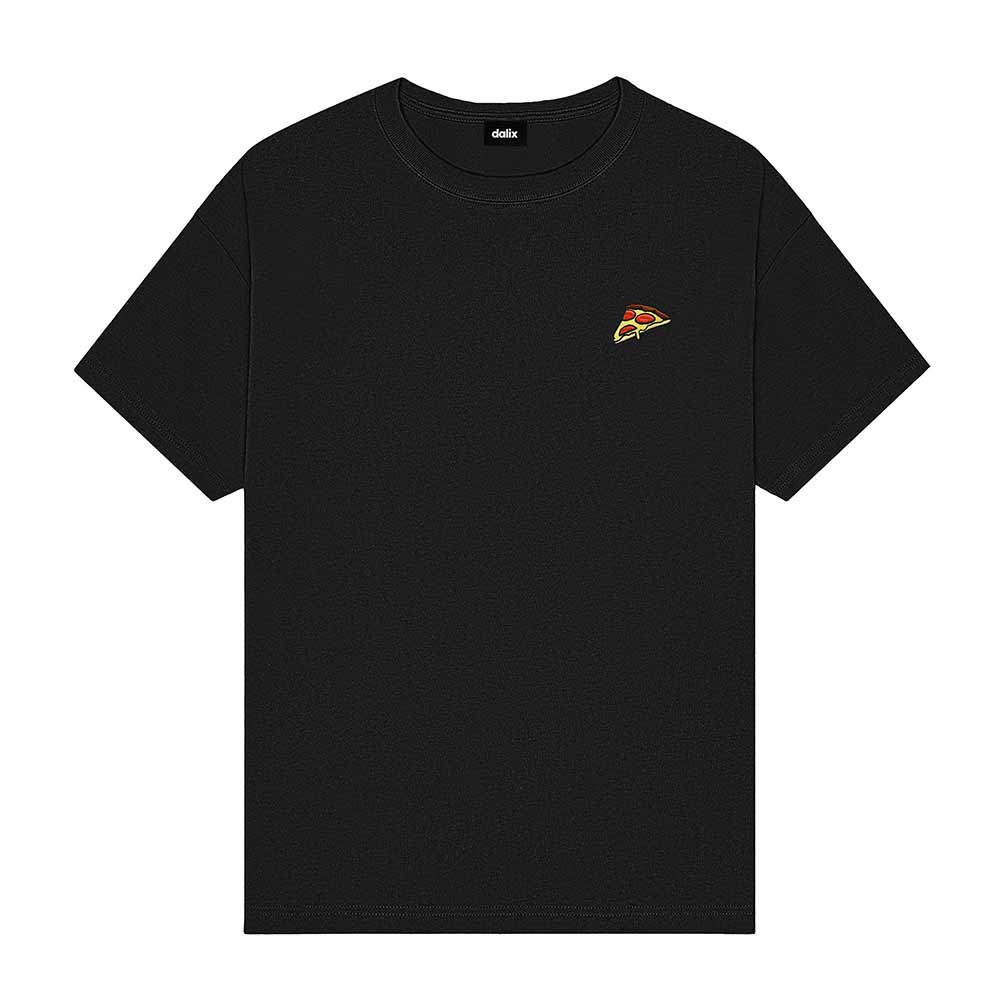 Dalix Pizza Embroidered Relaxed Heavy Soft Cotton T Shirt Mens in Toast 2XL XX-Large