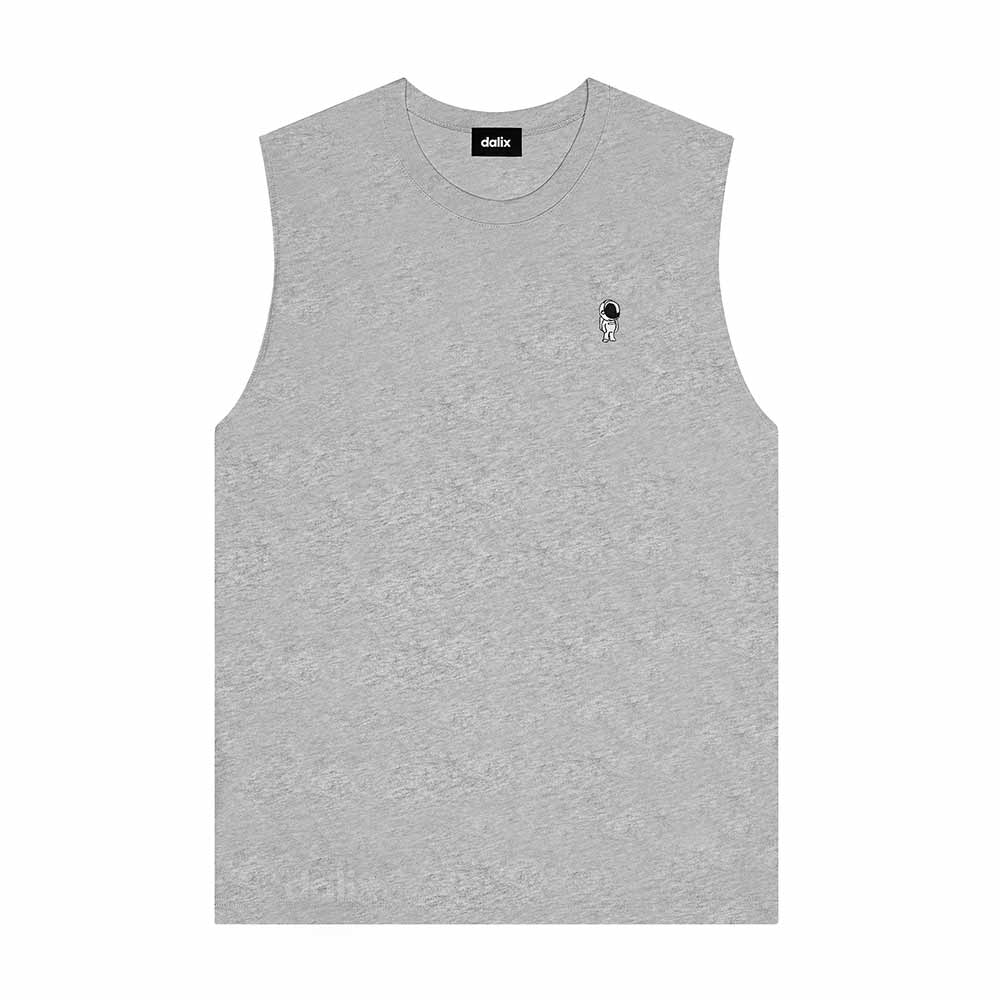 Dalix Astronaut Embroidered Muscle Tank Cotton Soft Outdoor Summer Mens in Athletic Heather 2XL XX-Large