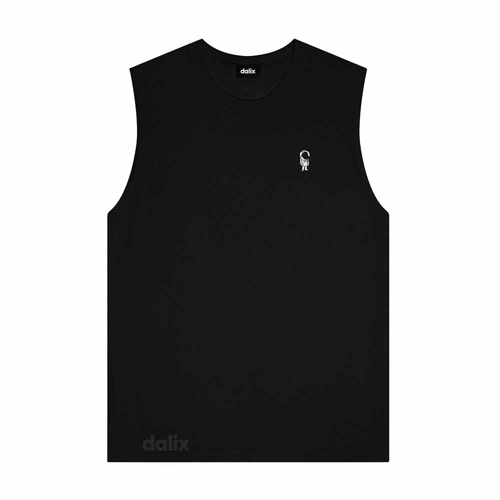 Dalix Astronaut Embroidered Muscle Tank Cotton Soft Outdoor Summer Mens in Black 2XL XX-Large