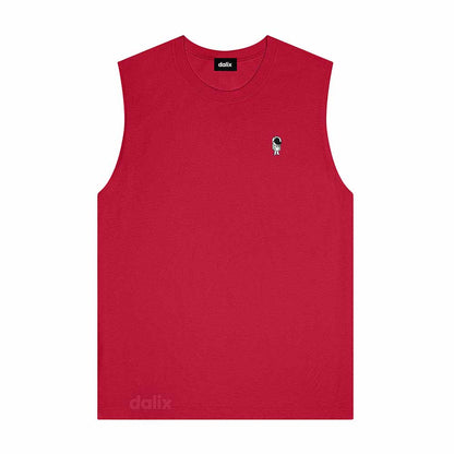 Dalix Astronaut Embroidered Muscle Tank Cotton Soft Outdoor Summer Mens in Red 2XL XX-Large