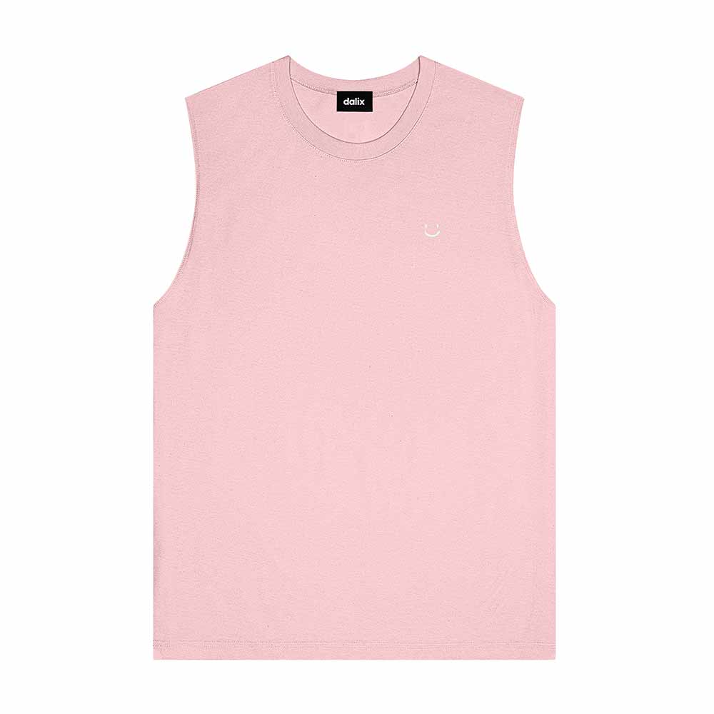 Dalix Lil Smile Embroidered Muscle Tank Cotton Soft Outdoor Summer Mens in Pink 2XL XX-Large