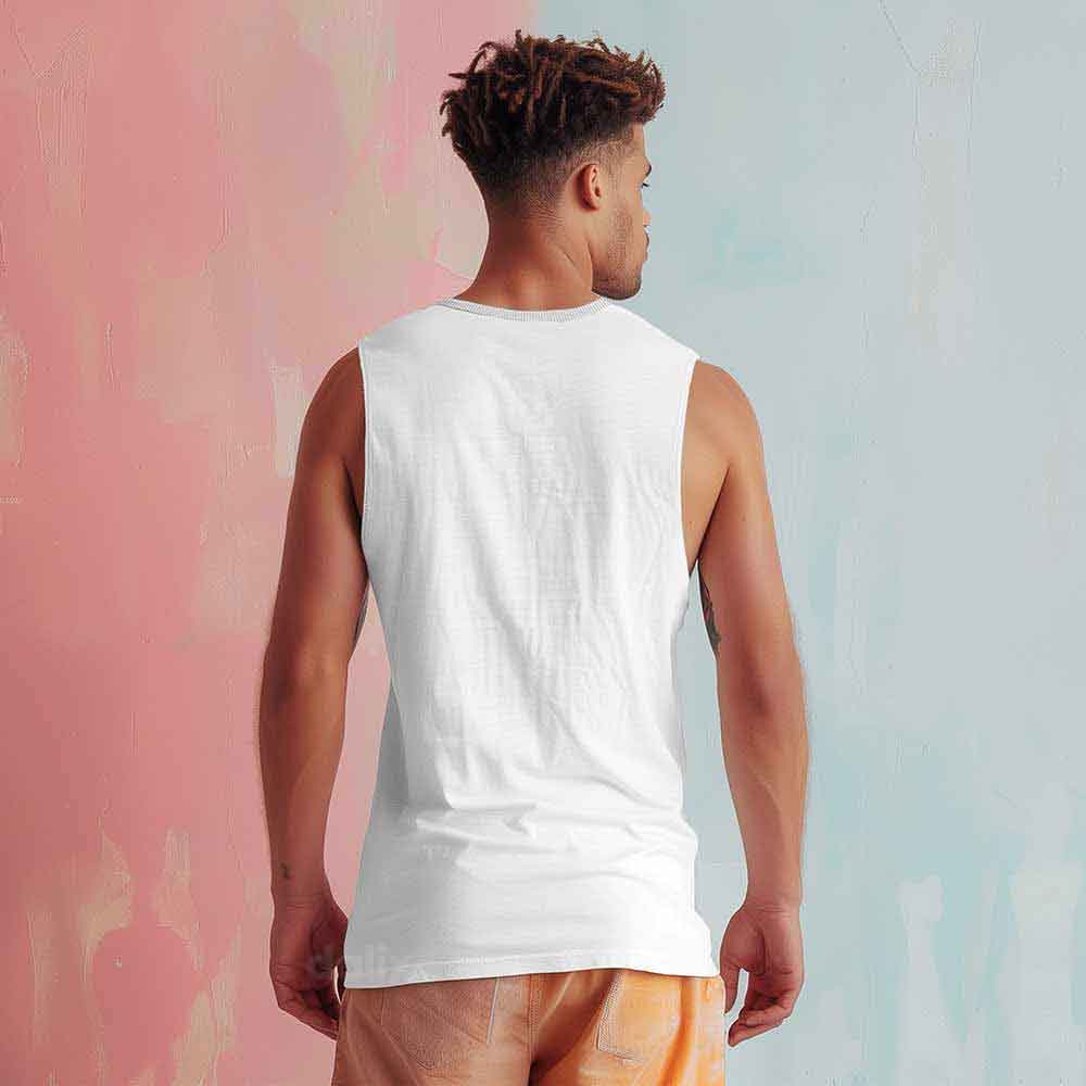 Dalix Lil Smile Embroidered Muscle Tank Cotton Soft Outdoor Summer Mens in White 2XL XX-Large
