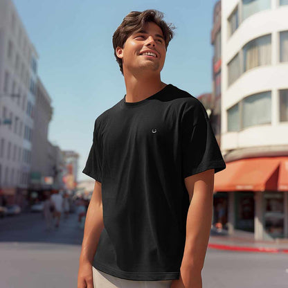Dalix Lil Smile Heavyweight Pigment Dye Tee Short Sleeve Cotton Shirt Mens in Black 2XL XX-Large