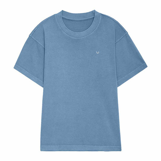 Dalix Lil Smile Heavyweight Pigment Dye Tee Short Sleeve Cotton Shirt Mens in Pebble Blue 2XL XX-Large