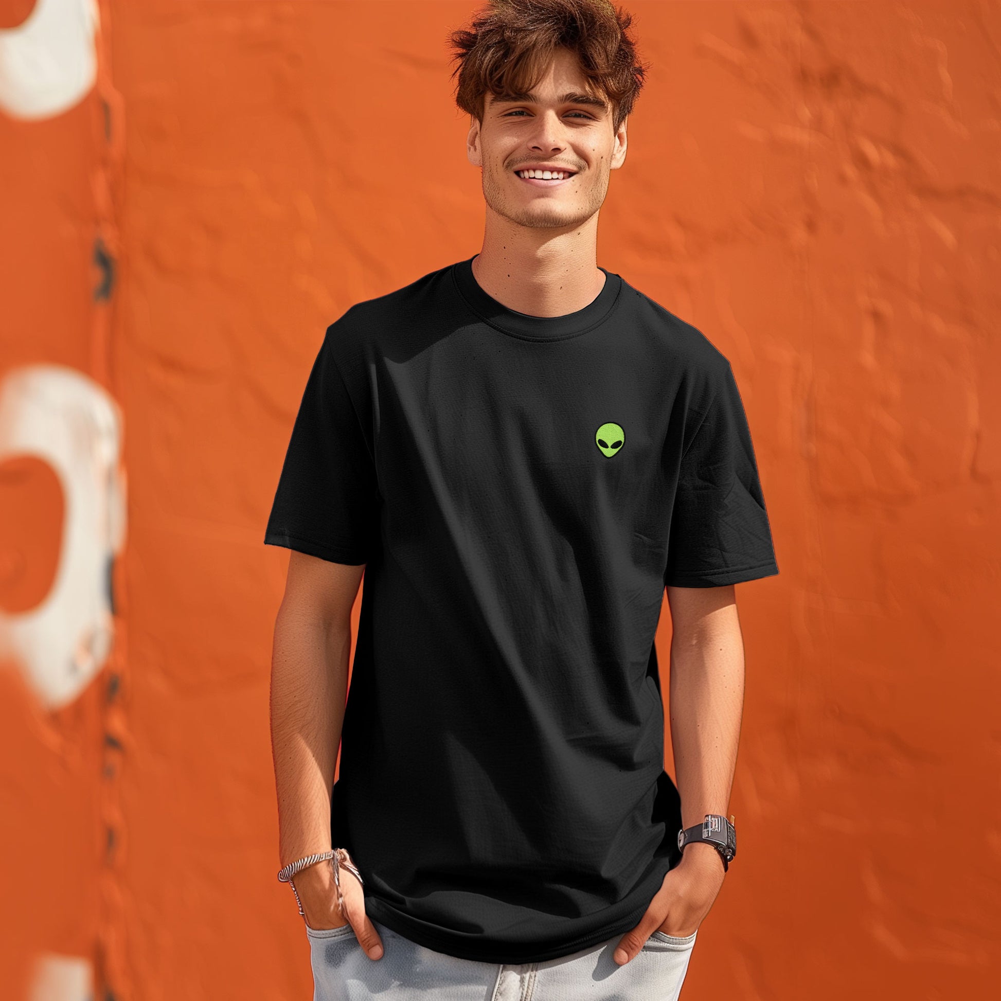 Dalix Alien Heavyweight Soft Tee Short Sleeve Cotton Shirt Mens in Black 2XL XX-Large