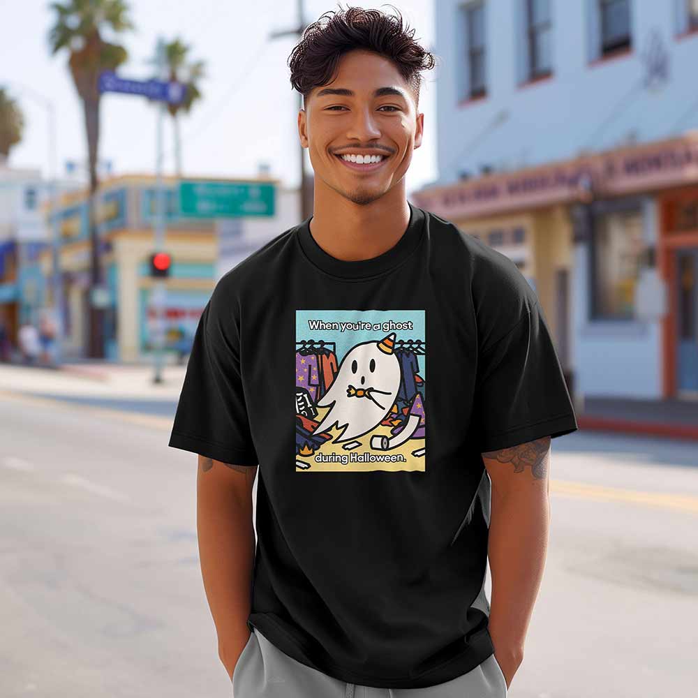 Dalix Ghost Problems Tee Short Sleeve Cotton T Shirt Summer Mens