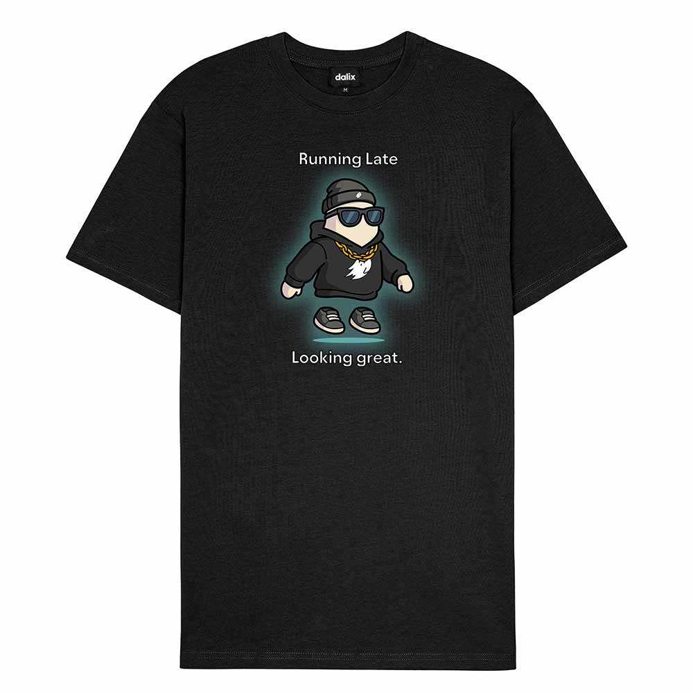 Dalix Running Late Tee Short Sleeve Cotton T Shirt Summer Mens
