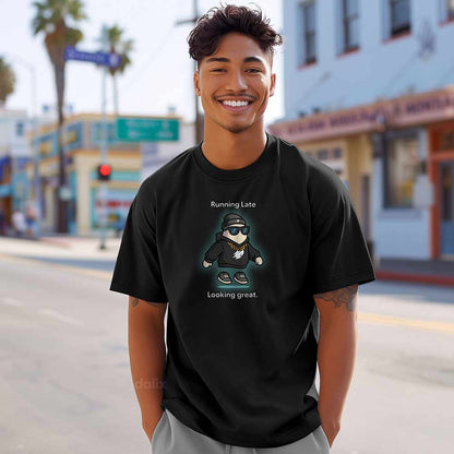 Dalix Running Late Tee Short Sleeve Cotton T Shirt Summer Mens