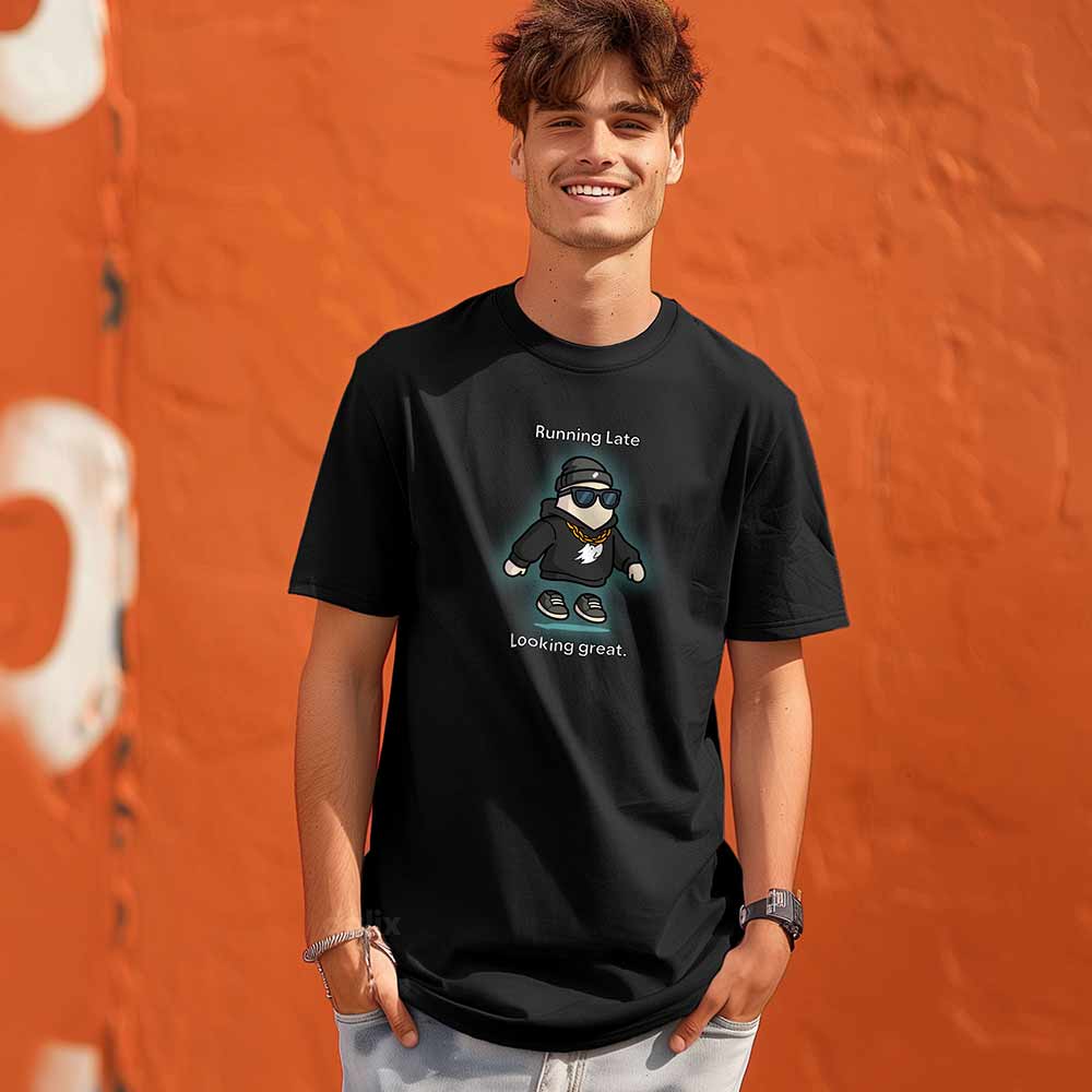 Dalix Running Late Tee Short Sleeve Cotton T Shirt Summer Mens