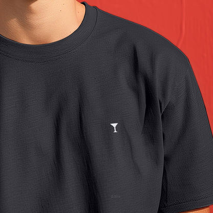 Dalix Lil Martini Midweight Garment Dye Soft Tee Short Sleeve Cotton Shirt Mens in Black 2XL XX-Large