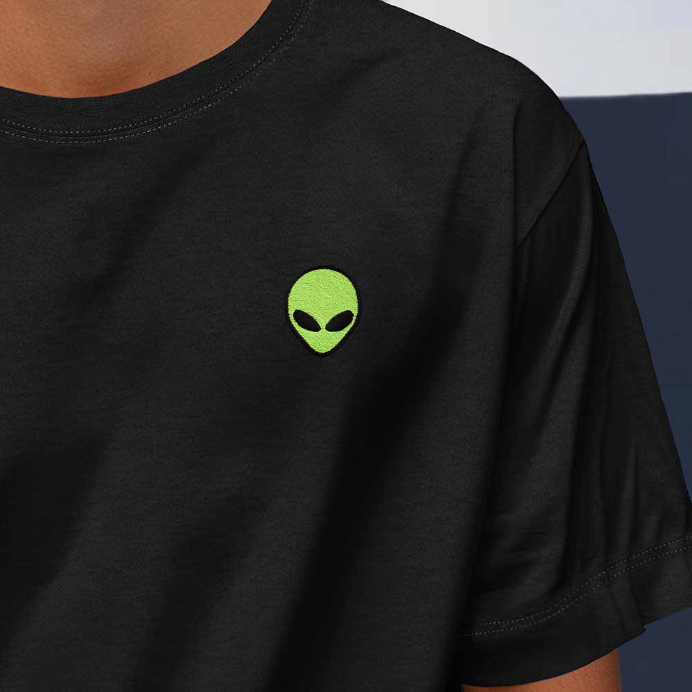 Dalix Alien Relaxed Heavy Cotton Short Sleeve Summer Tee Mens in Black S Small