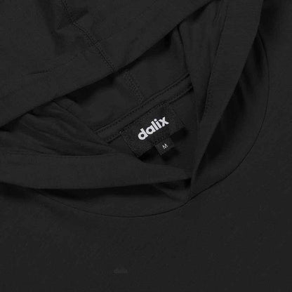 Dalix Mens Ghost Hooded Long Sleeve Jersey T Shirt Lightweight Casual Tee in Black S Small