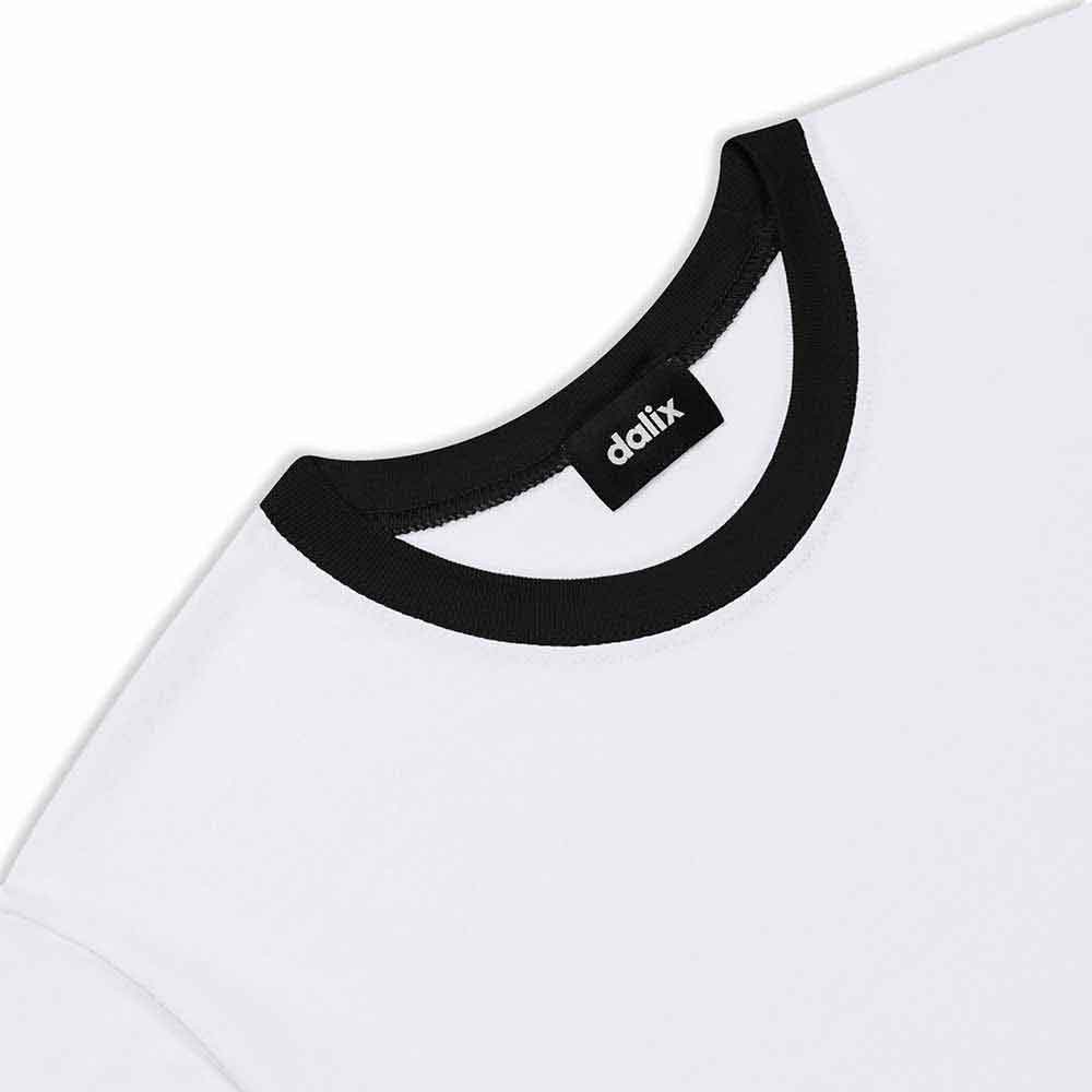 Dalix Mens Astronaut Jersey Ringer Tee Short Sleeve Spring Summer in White Black S Small