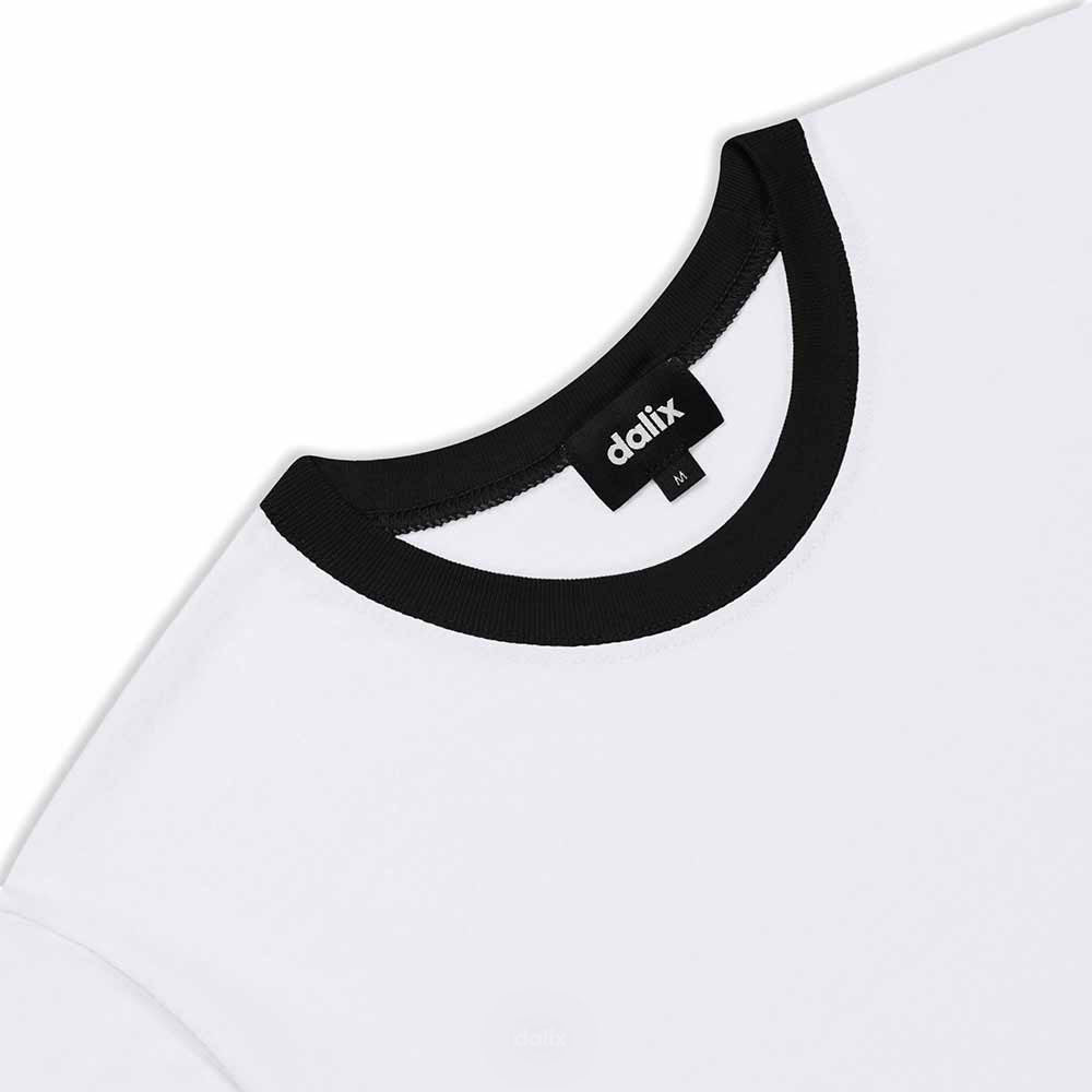 Dalix Mens Ghost Jersey Ringer Tee Short Sleeve Spring Summer in White Black S Small