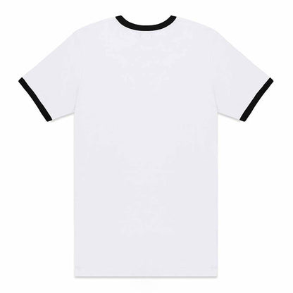 Dalix Mens Ghost Jersey Ringer Tee Short Sleeve Spring Summer in White Black S Small
